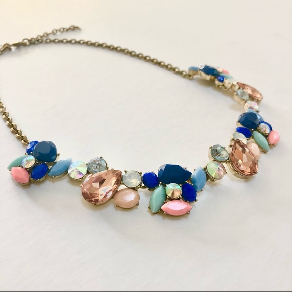 J. Crew Multicolor Mixed Stones Gem Cluster Statement Necklace - Picture 2 of 5